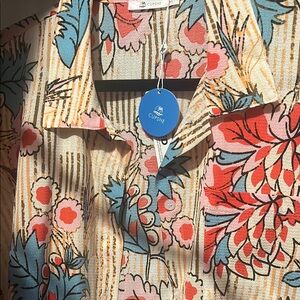 Cupshe Tropical Floral Shirt with Red and Blue